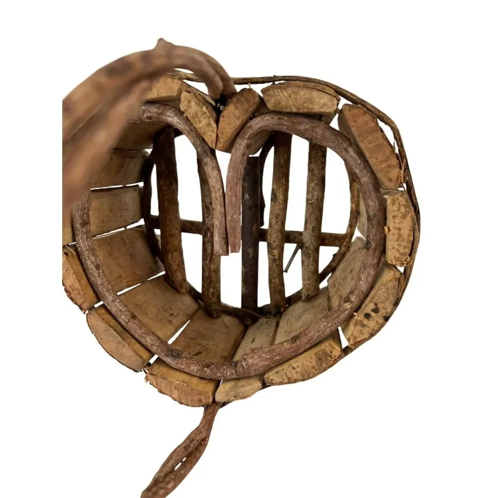Rustic Wooden Heart-Shaped Basket With‎ Handle